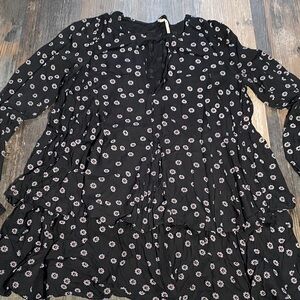 Free People Floral Black Long Sleeve Dress